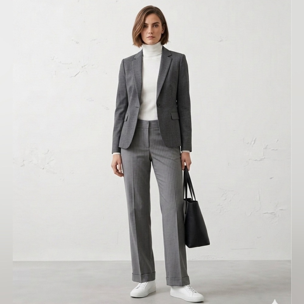 Gap Curvy dress pants classic grey pinstripe